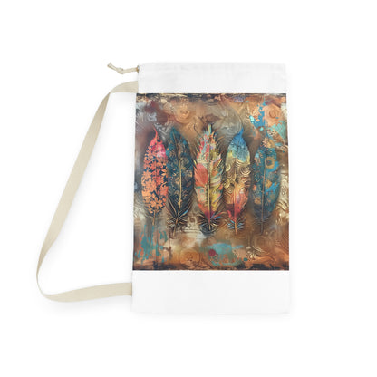 Boho Feather Laundry Bag - Durable laundry bag with stylish feather design for a fun laundry day