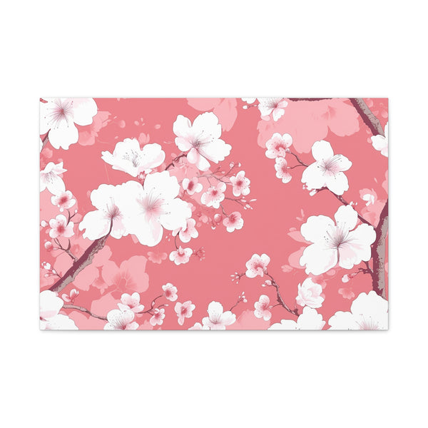 Japanese Pink Cherry Blossom Sakura (Edition II) — Canvas Wall Art — Living Room Wall Lifestyle View