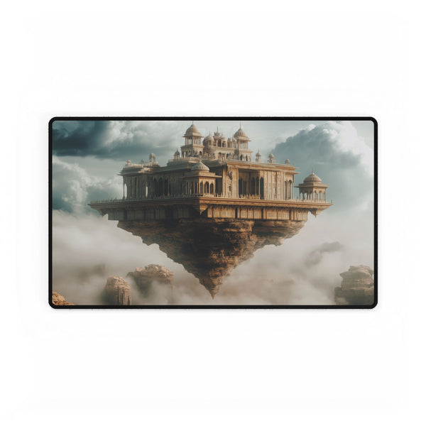 Desert Palace Levitating in Storm — XL & XXL Desk Mat — Gaming & Workspace Desk Setup View