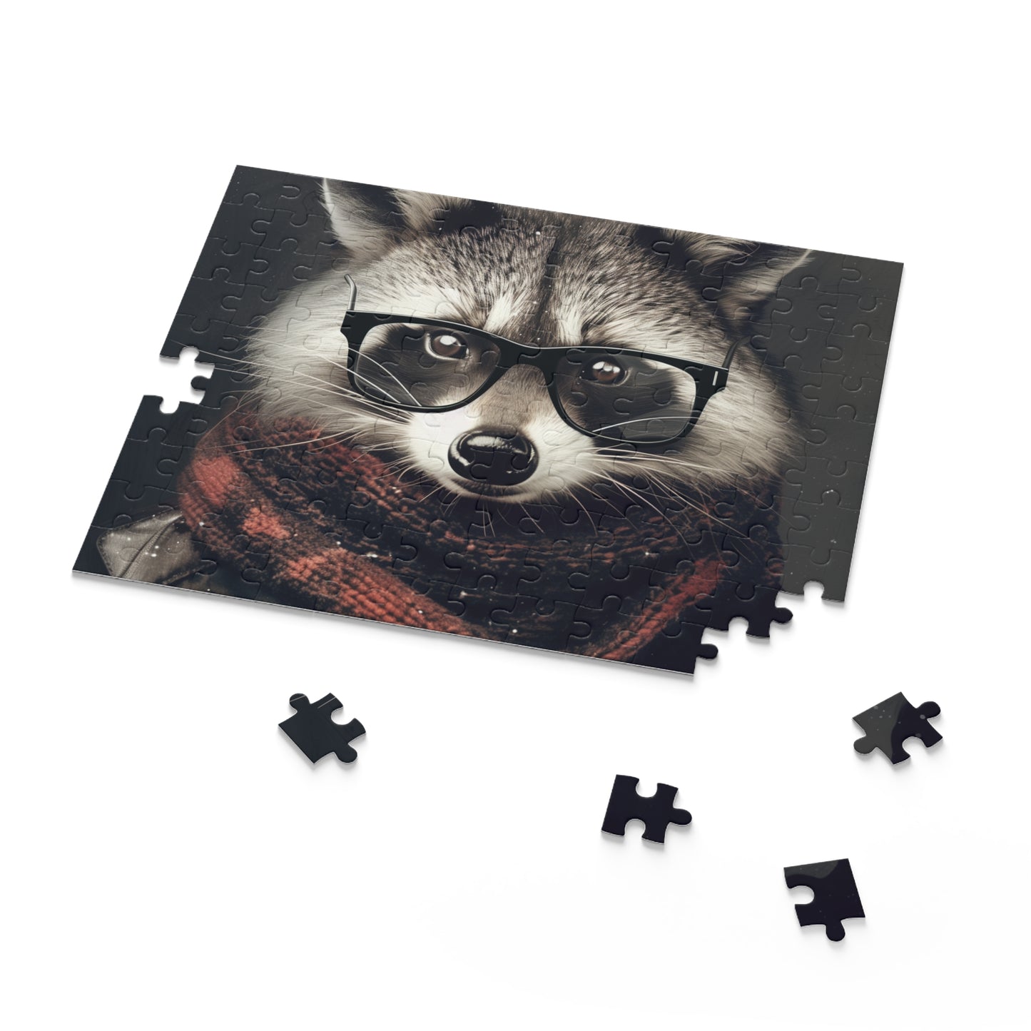 Whimsical Raccoon Hipster Glasses Puzzle - Fun and Stylish Jigsaw for Puzzle Lovers