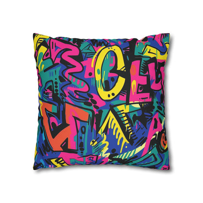 Neon Urban Graffiti Pillowcase - Add a colorful street art vibe to your bedroom with our seamless neon pattern pillowcase.