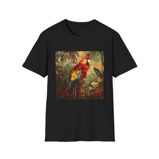 Feathered Paradise: A Tropical Parrot's Symphony | T-Shirt | DTG, Men's Clothing, Regular fit, T-Shirts, Unisex, Women's Clothing | Prints with Passion