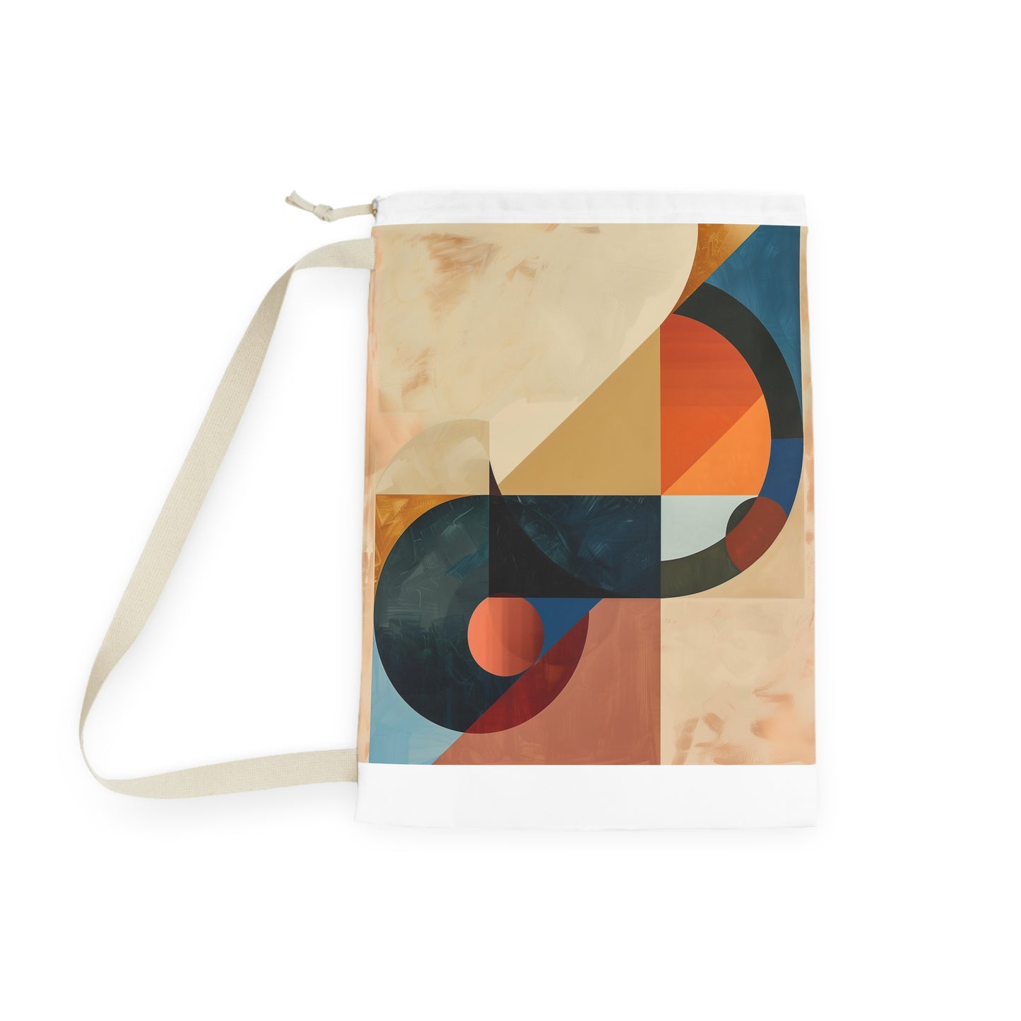 "Abstract geometric shapes laundry bag for stylish laundry day, adds design flair to chores"