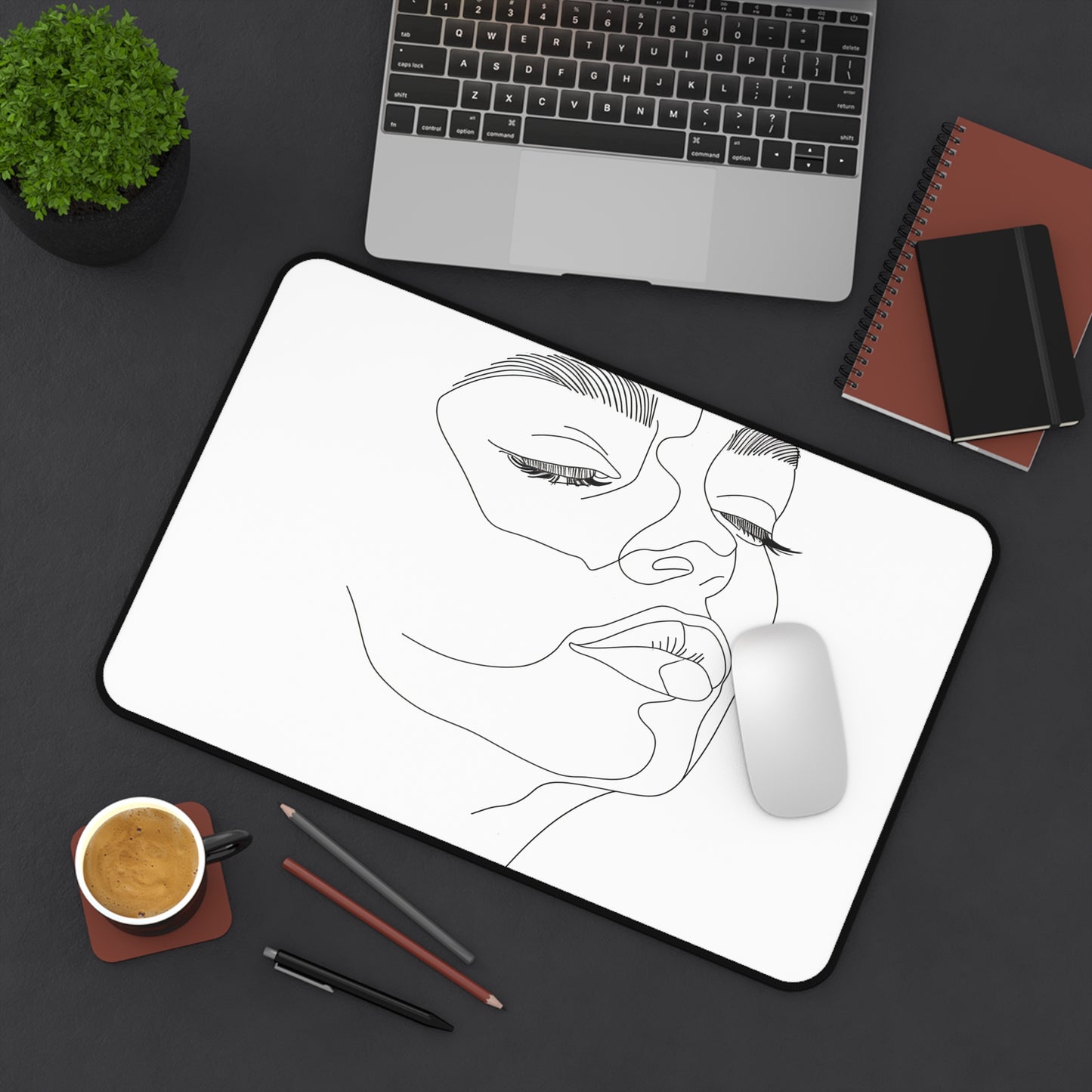 "Stylish Minimalist Face Desk Mat for Modern Office Decor"