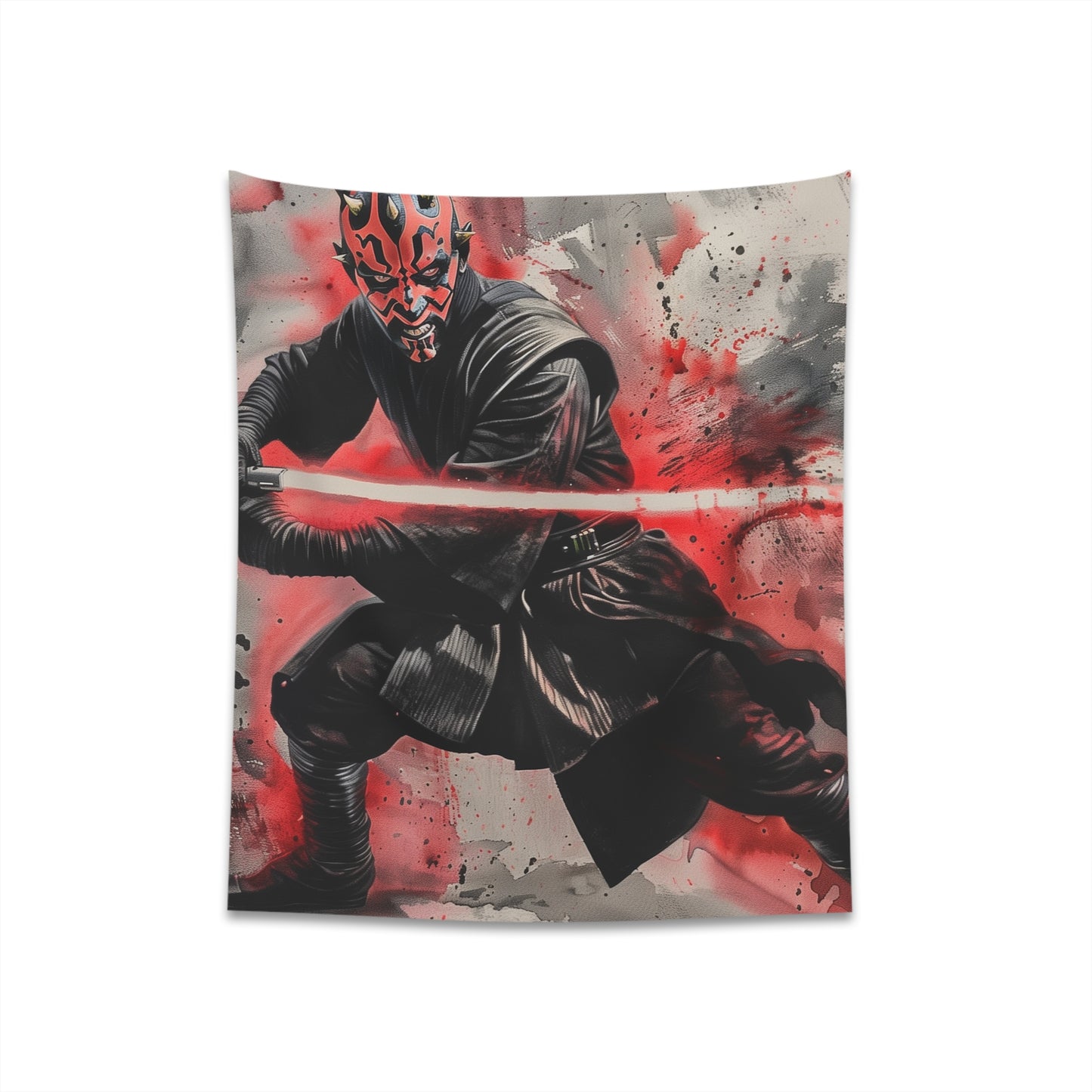 "Star Wars Darth Maul Fury Unleashed Tapestry - Sith Lord Design - High-Quality Material - Ideal Gift - Available in 2 Sizes - Shop Now!"