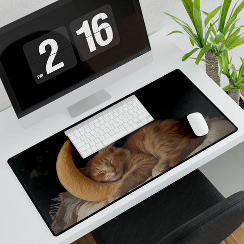 Celestial Cat Sleeping on Crescent Moon XXL Extended Desk Mat – Prints With Passion (View 4)