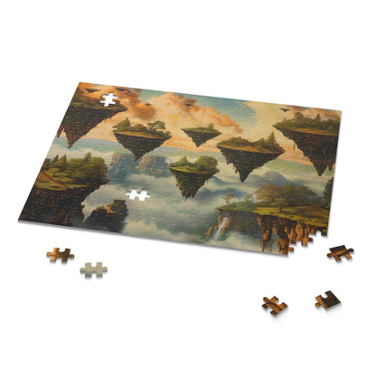 "Island Dreams Jigsaw Puzzle - Surreal landscape with floating islands and vibrant colors for puzzle enthusiasts"