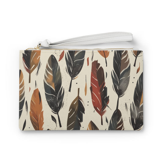 Boho Feathers Clutch Bag | Clutch Bags | Accessories, All Over Print, AOP, Assembled in the USA, Assembled in USA, Bags, Made in the USA, Made in USA, Vegan | Prints with Passion