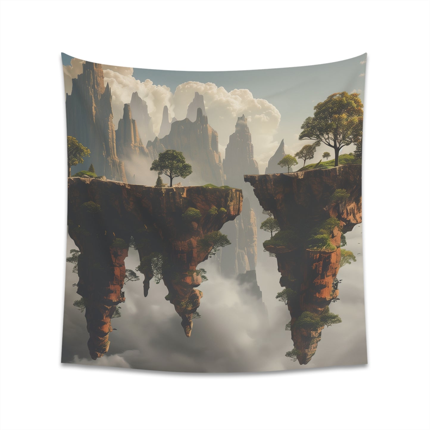 "Floating Worlds Surreal Landscape Tapestry - High-Quality, Stylish Artwork for All Seasons | BenCPrints"