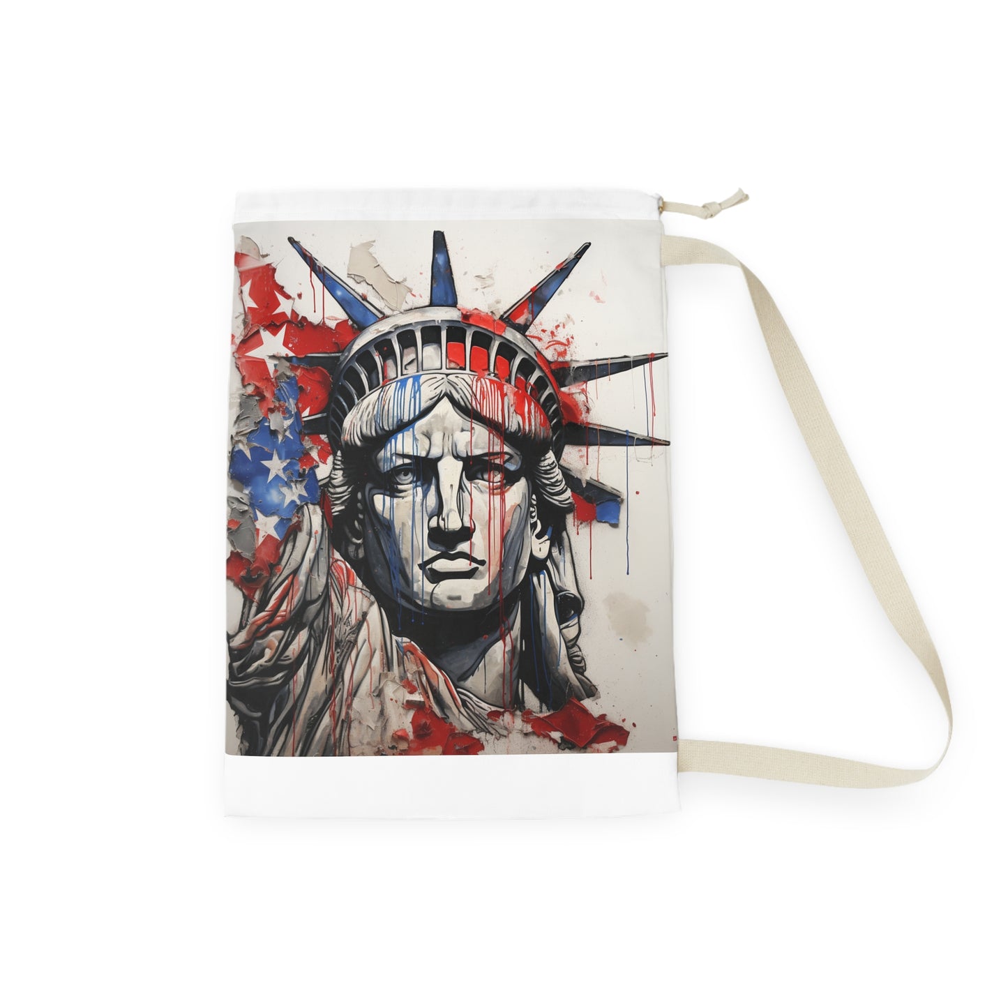 "Color Splash American Flag Bag - Patriotic laundry bag with unique flag design"