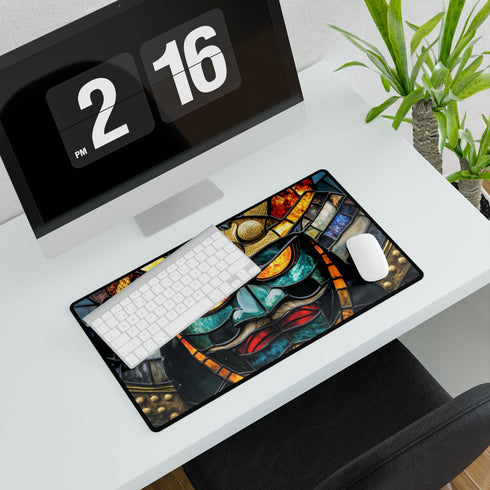 Stained Glass Samurai Mask — XL & XXL Desk Mat — Product Detail View 7