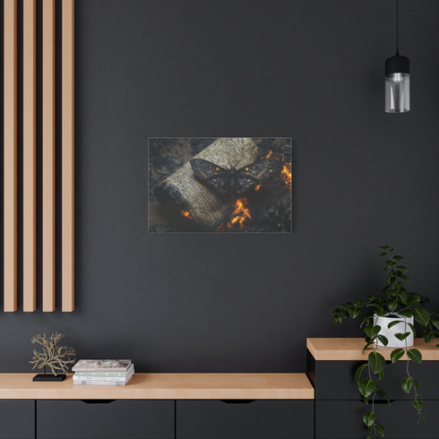 Lava Moth Resting on Burning Scroll — Canvas Wall Art — Product Detail View 8