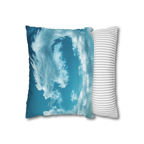Clouds Forming a Dragon in Sky — 40×40 Cushion Cover — Sofa & Living Room Lifestyle View