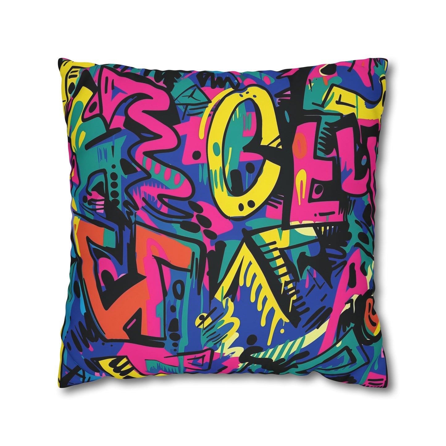 "Neon Urban Graffiti Pillowcase - Add a pop of color and street art vibes to your bedroom decor with this seamless pattern in bright neon colors."