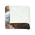 Warrior Carving Time into Rock Wall — Plush Fleece Throw Blanket — Product Detail View 11