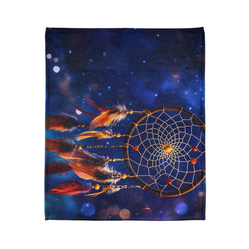 Dreamcatcher Suspended in Stars — Plush Fleece Throw Blanket — Product Detail View 7