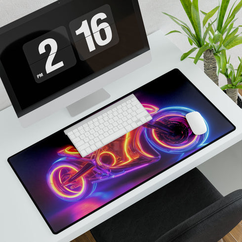 Retro Motorcycle with Neon Trail Gaming XXL Extended Desk Mat