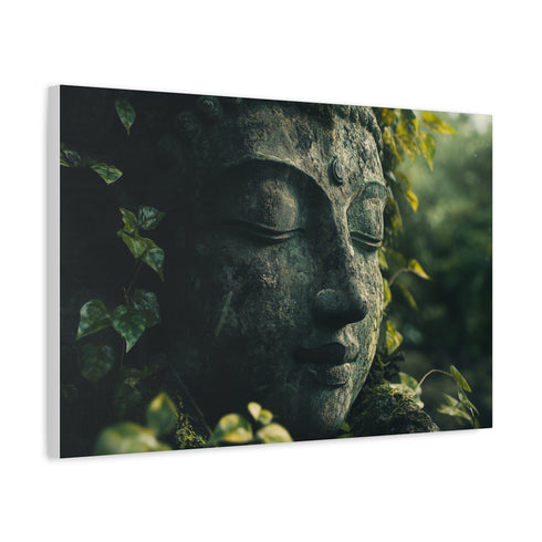 Giant Statue Awakening in Jungle (Edition II) — Canvas Wall Art — Side Profile & Stretched Corner Detail