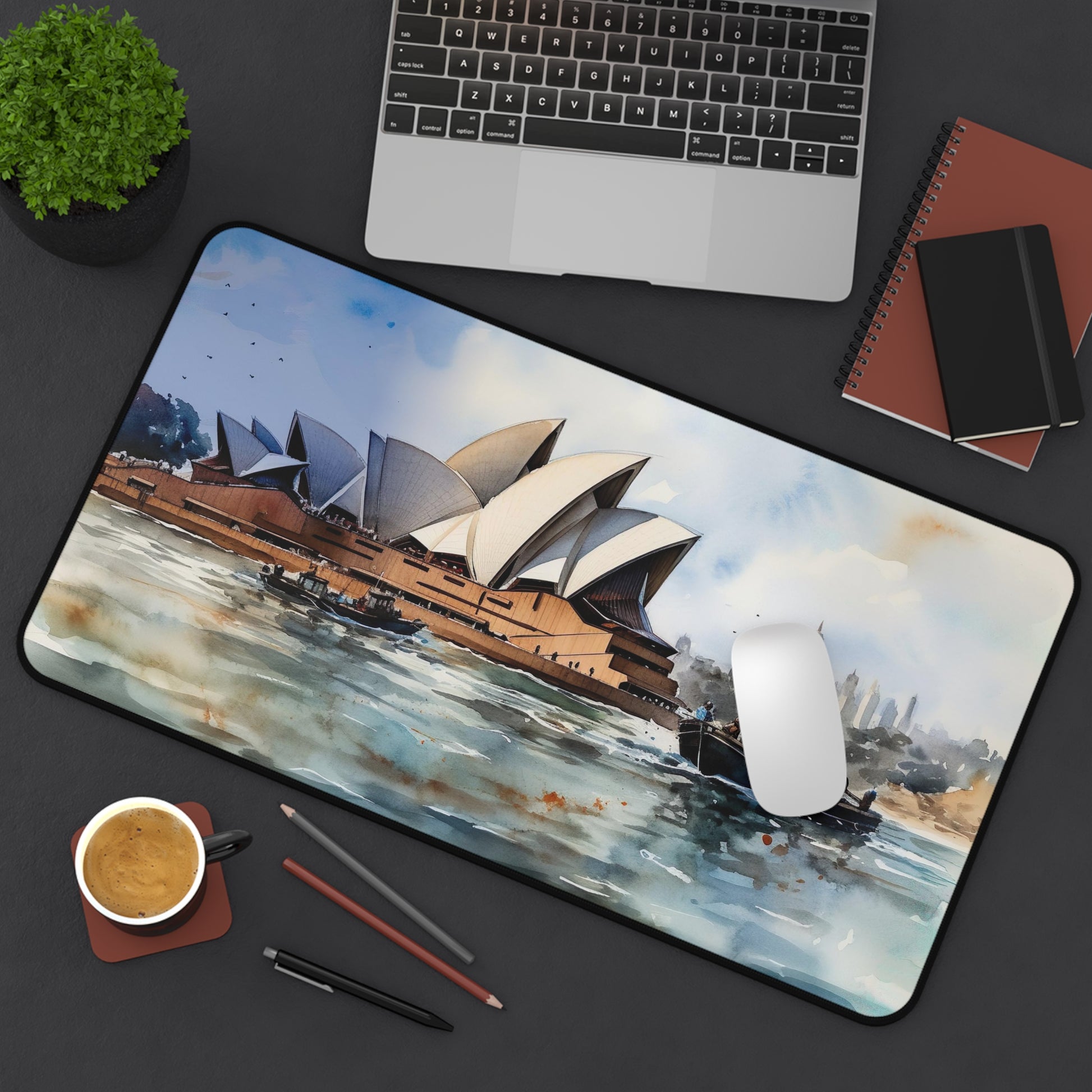 "Opera House Desk Mat - Enhance your workspace with this cultural desk accessory featuring Sydney Opera House design"