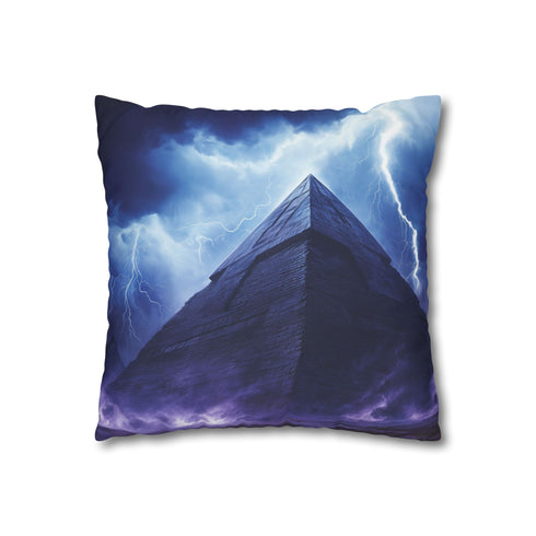 Storm over an Electric Pyramid (Edition II) — 40×40 Cushion Cover — Double-Sided Back & Concealed Zip Detail