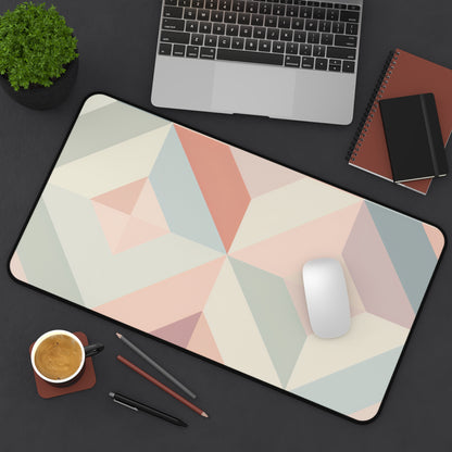 Pastel Geo Desk Mat - Elevate your workspace with this modern and stylish desk accessory, featuring a seamless geometric pattern in soft pastel hues.