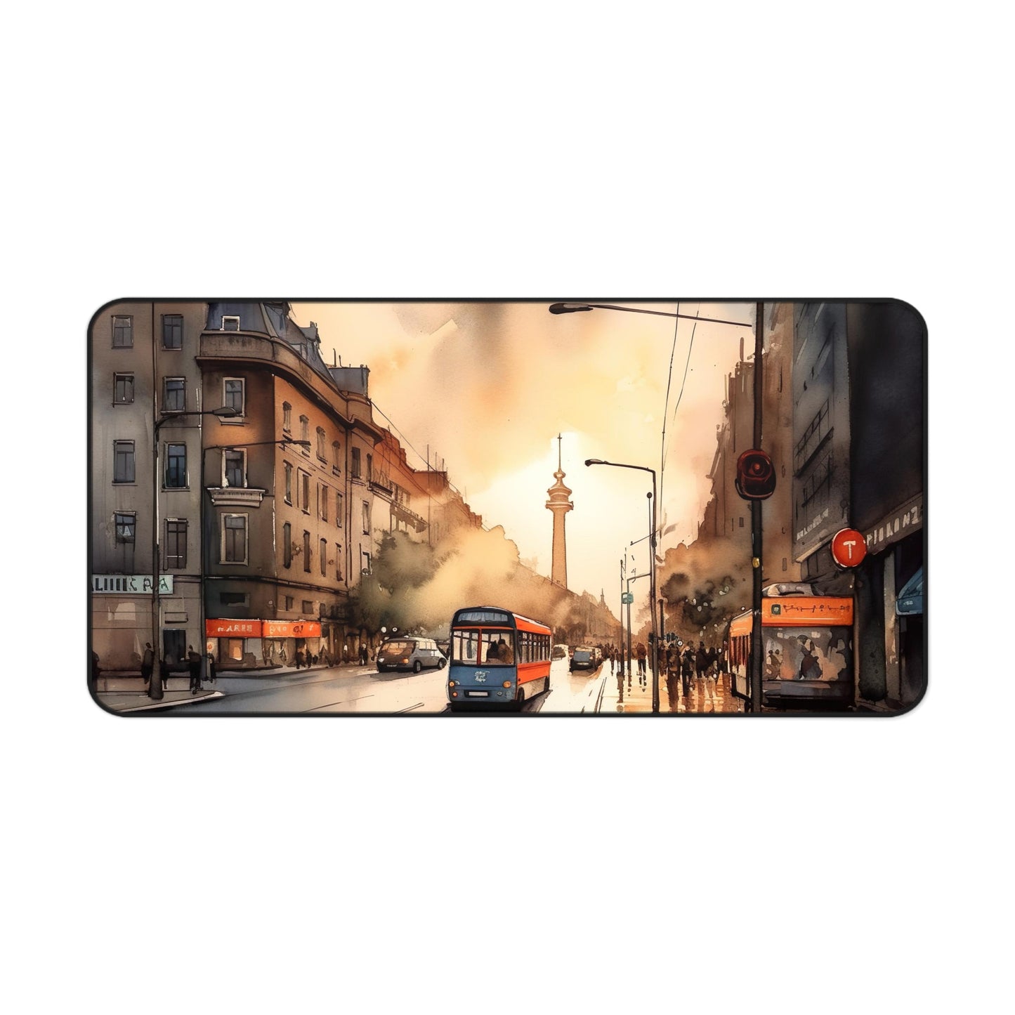 Berlin Sunset Desk Mat - Add style & inspiration to your workspace with this stunning desk accessory featuring a breathtaking image of a Berlin sunset.