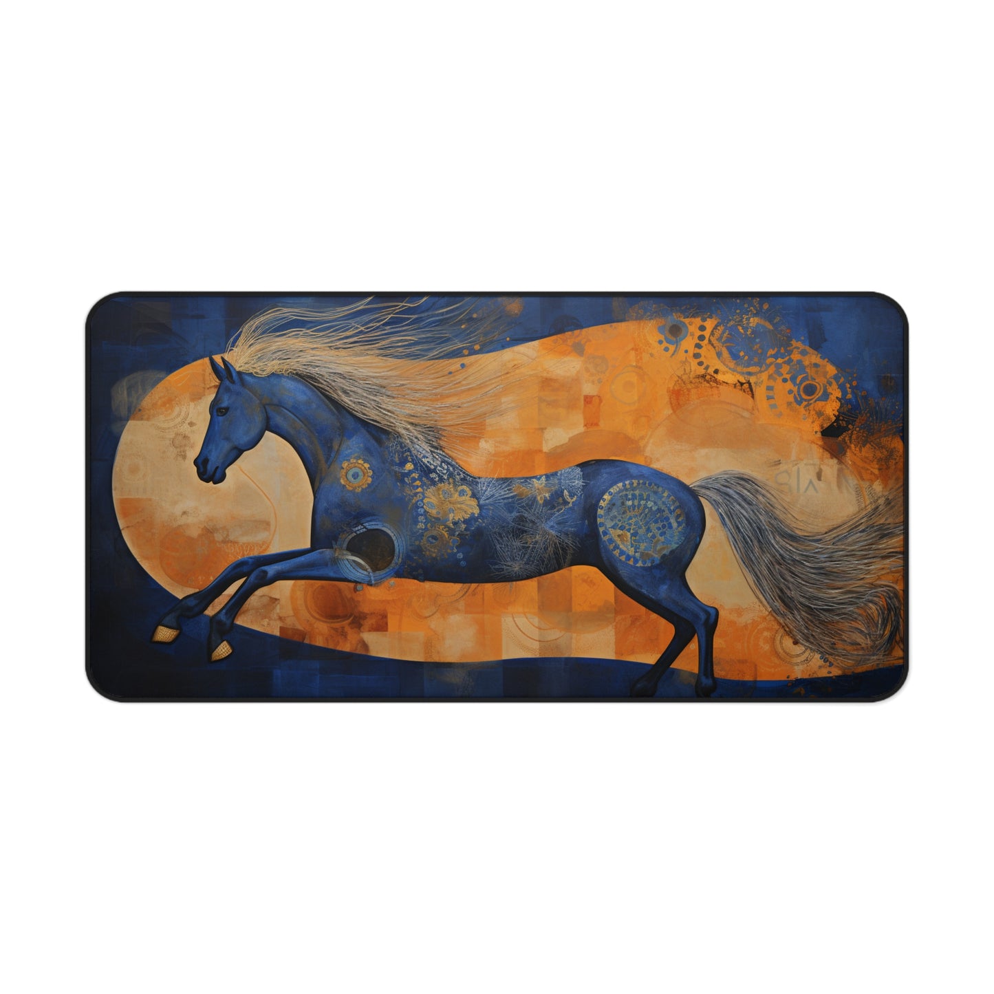 "Abstract horse painting desk mat for stylish workspace decor"