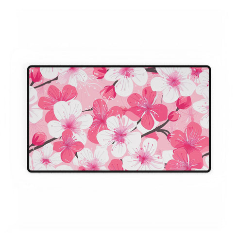 Japanese Pink Cherry Blossom Sakura — XL & XXL Desk Mat — Gaming & Workspace Desk Setup View