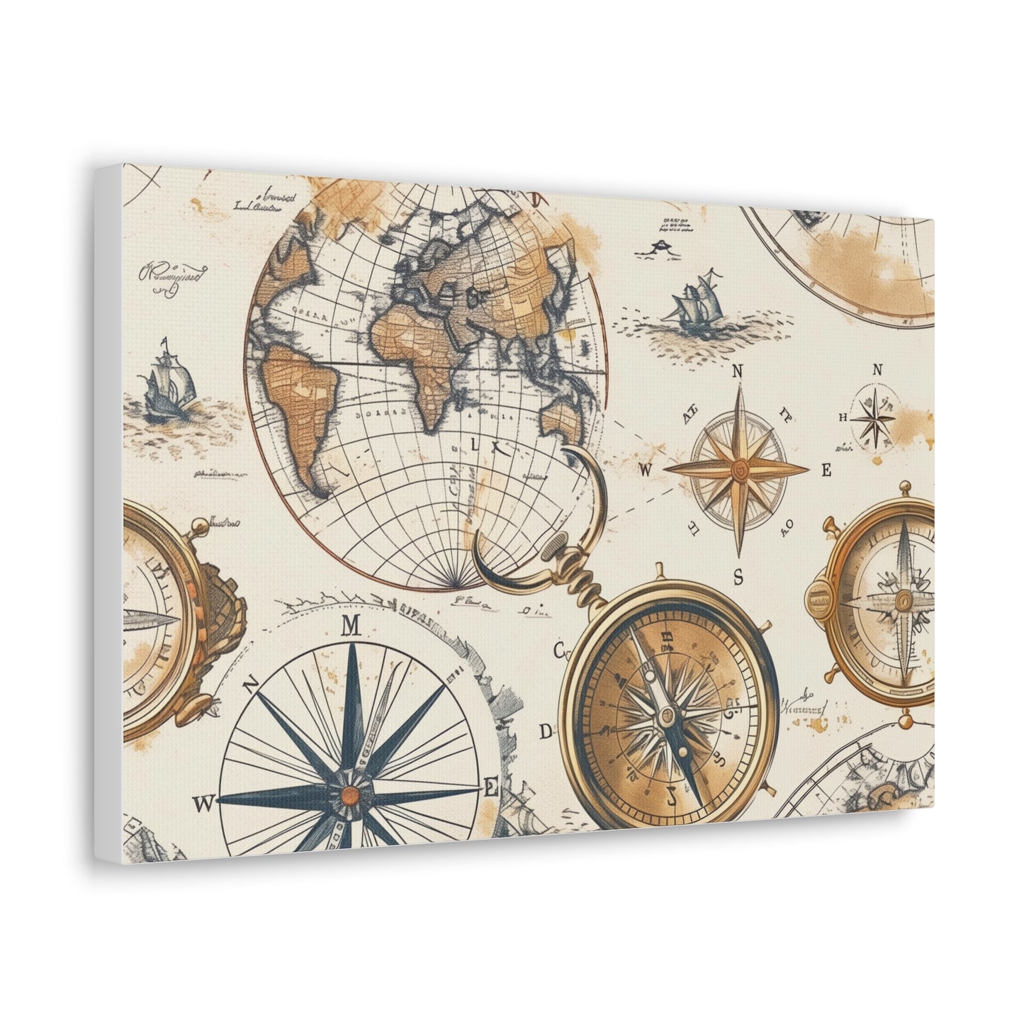 Vintage Maps Seamless Canvas Print