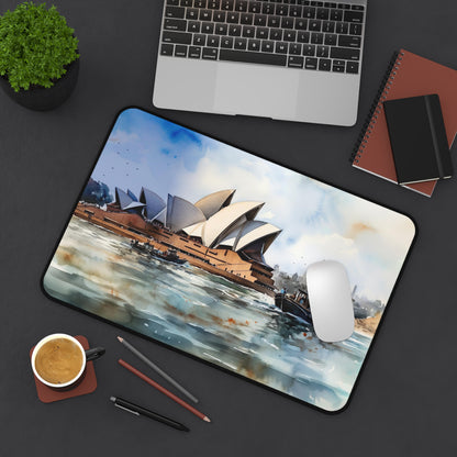 "Sydney Opera House Desk Mat - Cultural workspace accessory with stunning image of iconic landmark, perfect for music lovers and travelers"