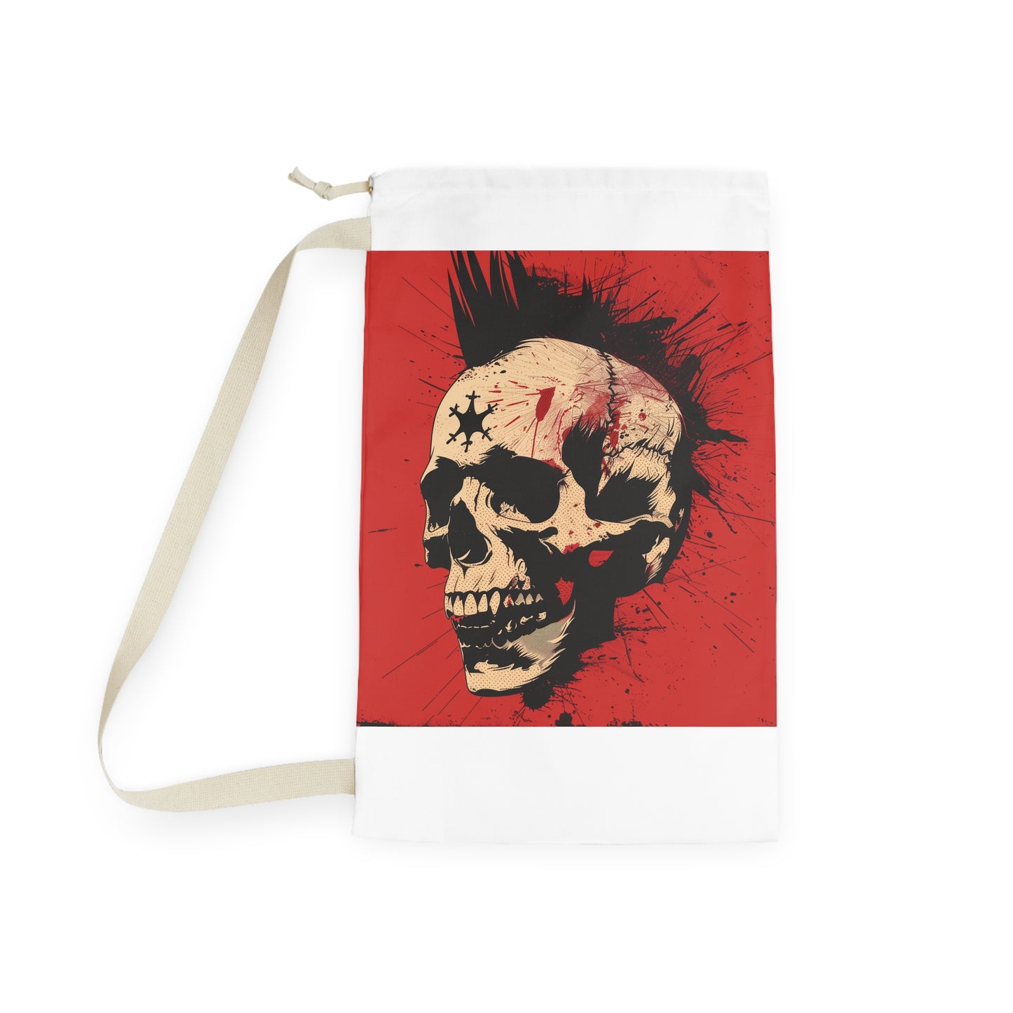 "Skull Punk Laundry Bag - Durable laundry bag with rebellious skull design, perfect for punk rock lovers"