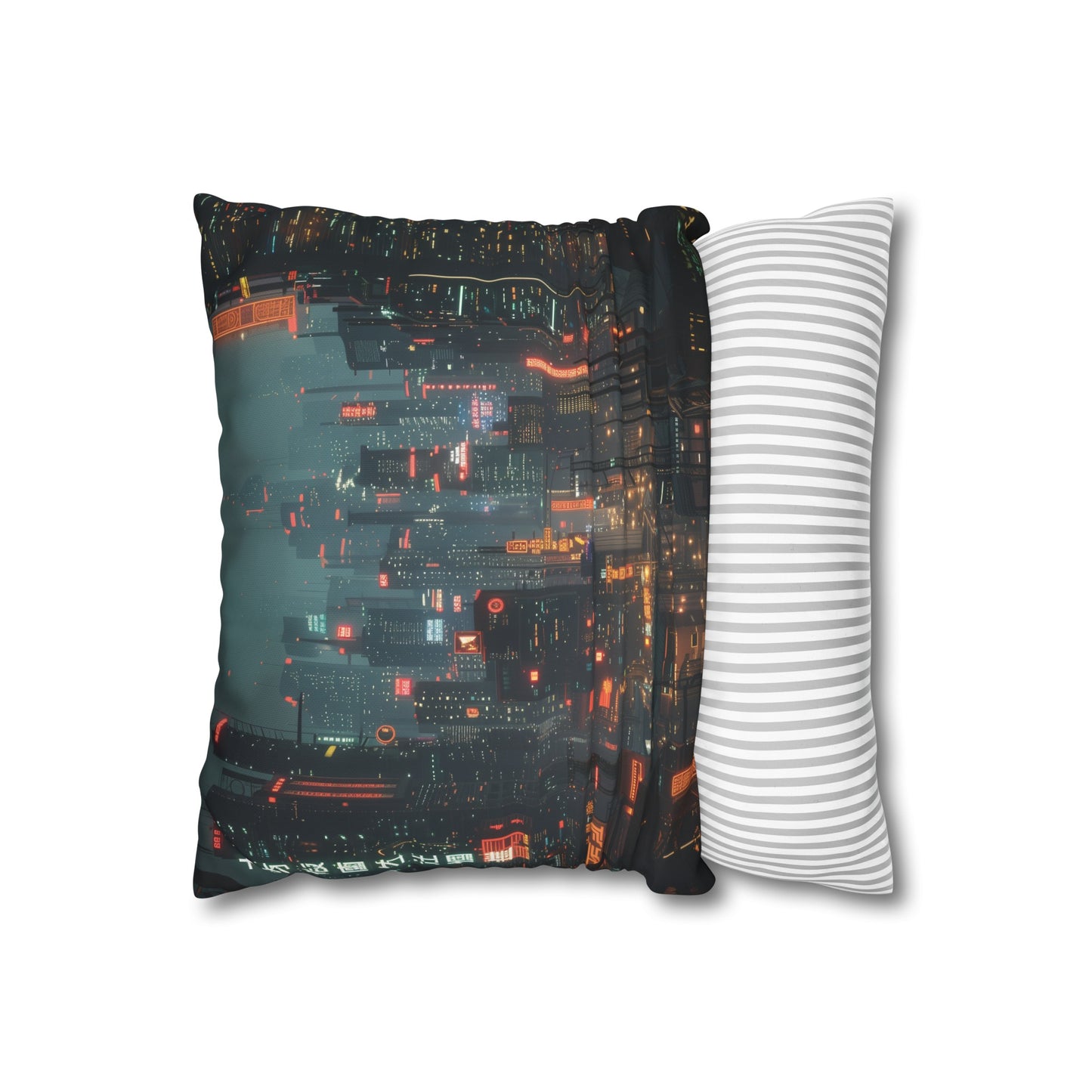 "Vibrant Cyberpunk Neon Metropolis Pillowcase - High Quality & Stylish, Perfect for All Seasons, Great Gift - Shop Now!"