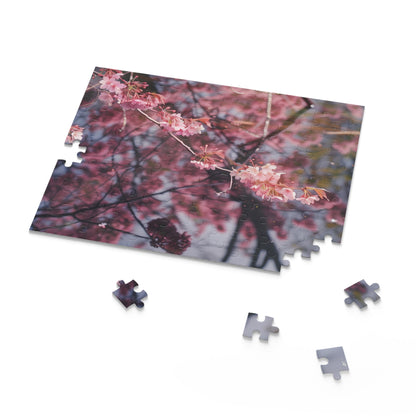 "Cherry Blossom Haven Puzzle - Serene Japan-inspired jigsaw puzzle with delicate cherry blossoms, perfect for relaxation and mindfulness"