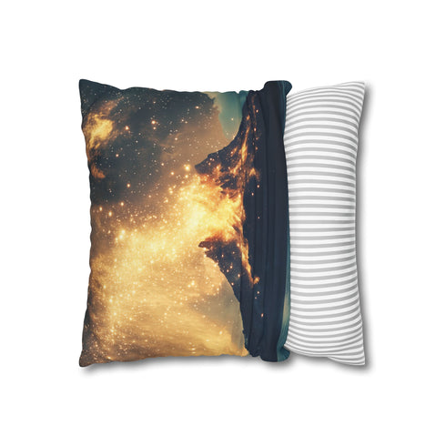 Inverted Volcano Raining Stardust (Edition II) — 40×40 Cushion Cover — Soft Brushed Fabric Texture Close-Up