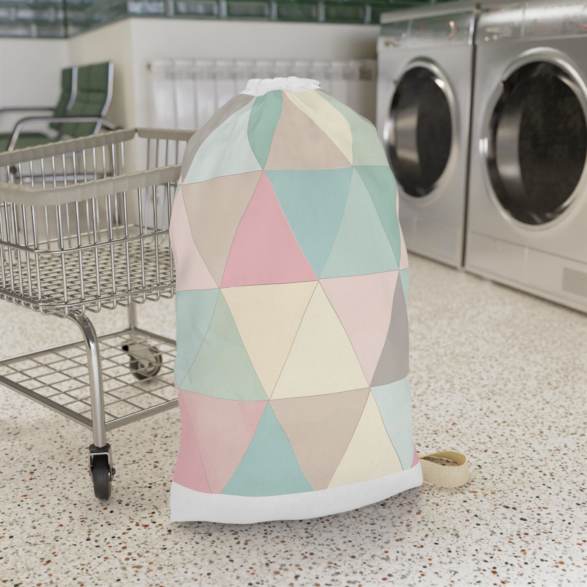 "Pastel Geometrics Laundry Bag - Stylish and durable laundry bag with modern geometric pattern"