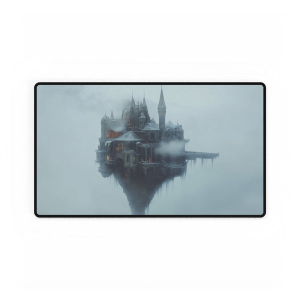 Blizzard Wrapping a Floating Castle — XL & XXL Desk Mat — Gaming & Workspace Desk Setup View