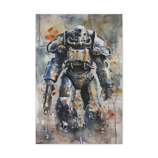 Fallout Wasteland Warfare Canvas: A Watercolor Tribute to Power Armor | Canvas | Art & Wall Decor, Canvas, Fall Picks, Hanging Hardware, Home & Living, Indoor, Top Spring Products, Valentine's Day promotion | Prints with Passion