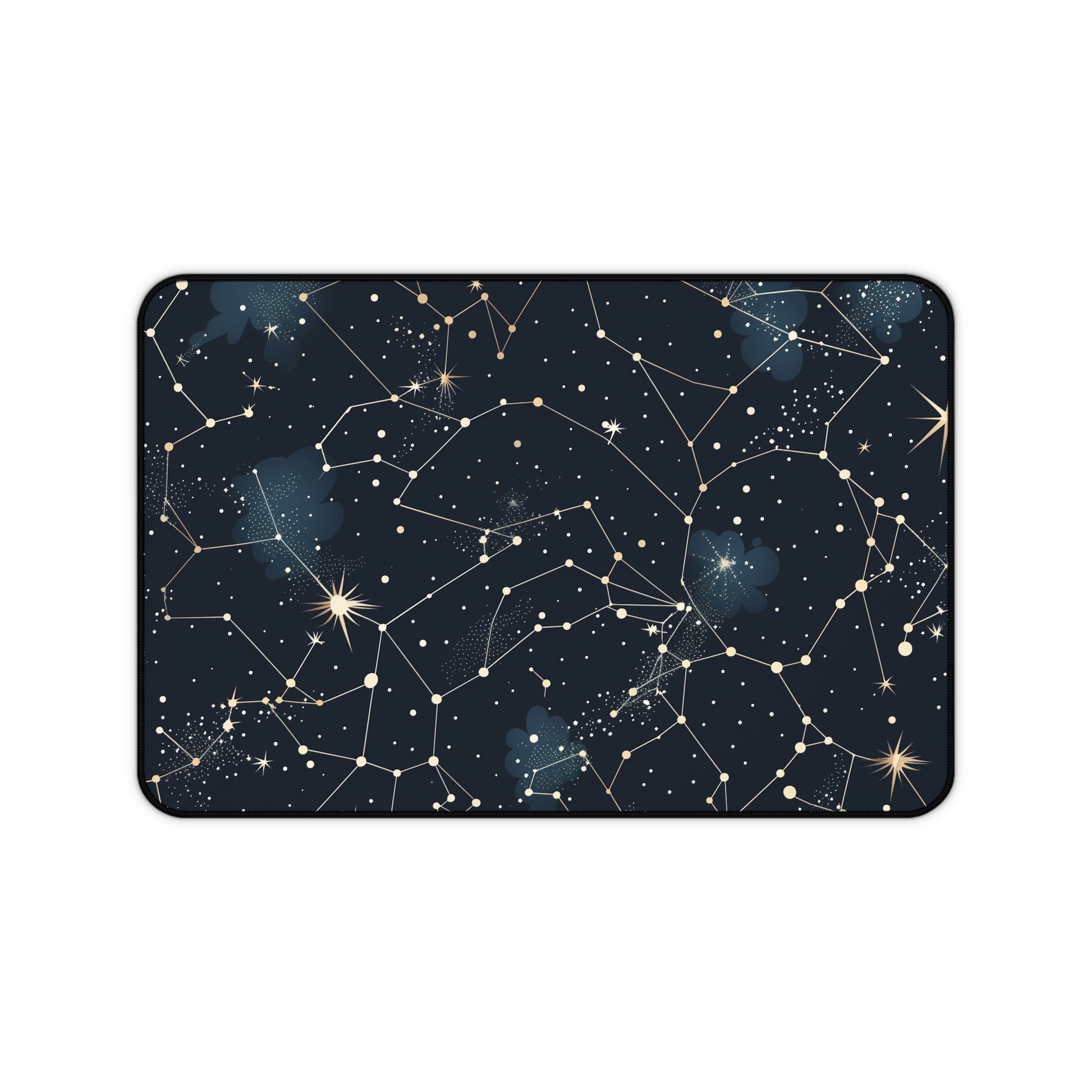 "Starry Night Desk Mat - Cosmic elegance for astronomers, seamless constellation pattern"