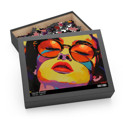 "Colorful Pop Art Portrait Jigsaw Puzzle for Art Lovers and Enthusiasts"