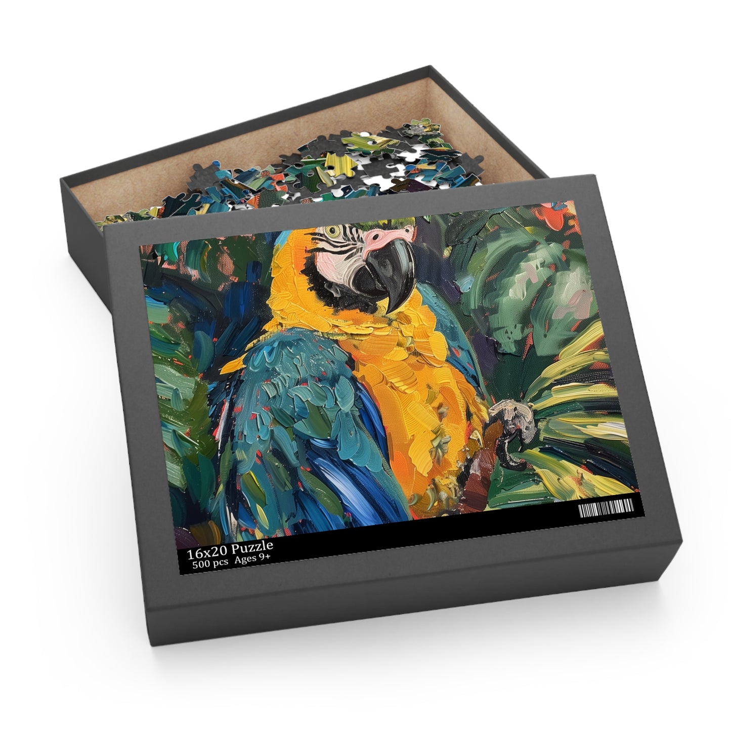 Colorful parrot jigsaw puzzle set in lush tropical paradise, perfect for all ages - Parrot Paradise Puzzle