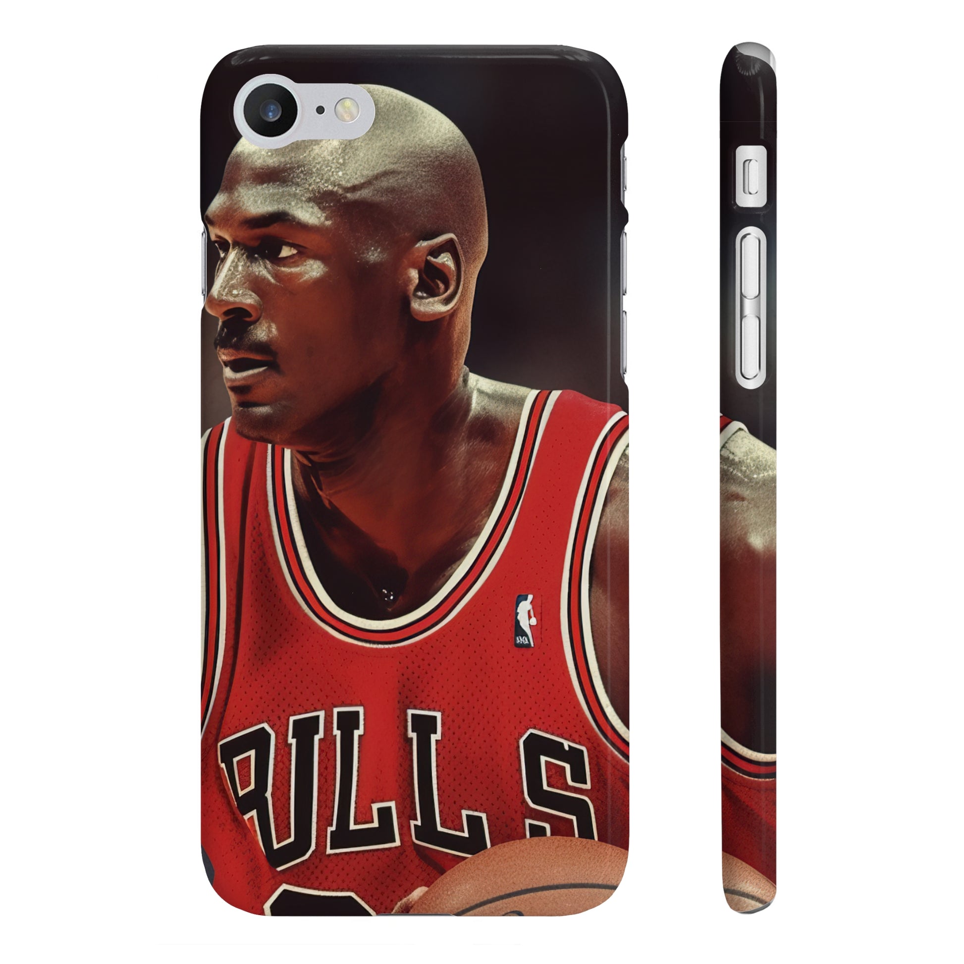 SEO-friendly alt text: "Air Jordan Legacy Phone Case featuring Michael Jordan in Chicago Bulls uniform, high-quality material, versatile and stylish, perfect for all seasons, makes a great gift. Shop at PrintsWithPassion.com"