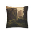 Ruined City Twisted Skyscrapers Eerie Glow — 40×40 Cushion Cover — Double-Sided Back & Concealed Zip Detail