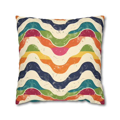 "Vibrant Retro Waves Pillow Case - Add a pop of retro flair to your bedroom with this bold statement piece, seamless pattern design."