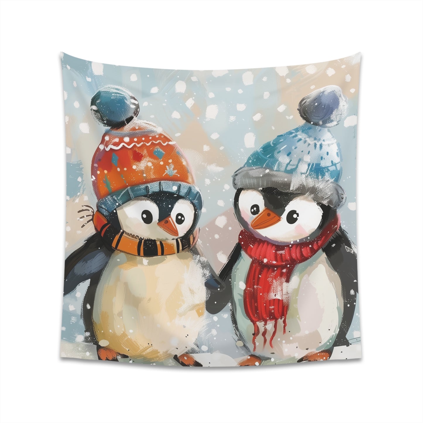 "Adorable Penguin Tapestry for Winter Decor - High Quality and Stylish - Ideal Gift - Available in 34" x 40" or 57" x 57" - Shop Now"