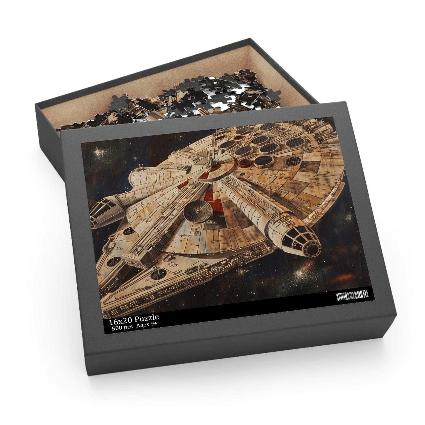 "Challenging Star Wars Millennium Falcon jigsaw puzzle with stunning artwork for fans"