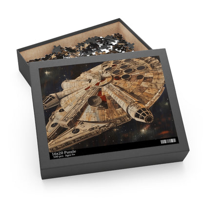 "Challenging Star Wars Millennium Falcon jigsaw puzzle with stunning artwork for fans"