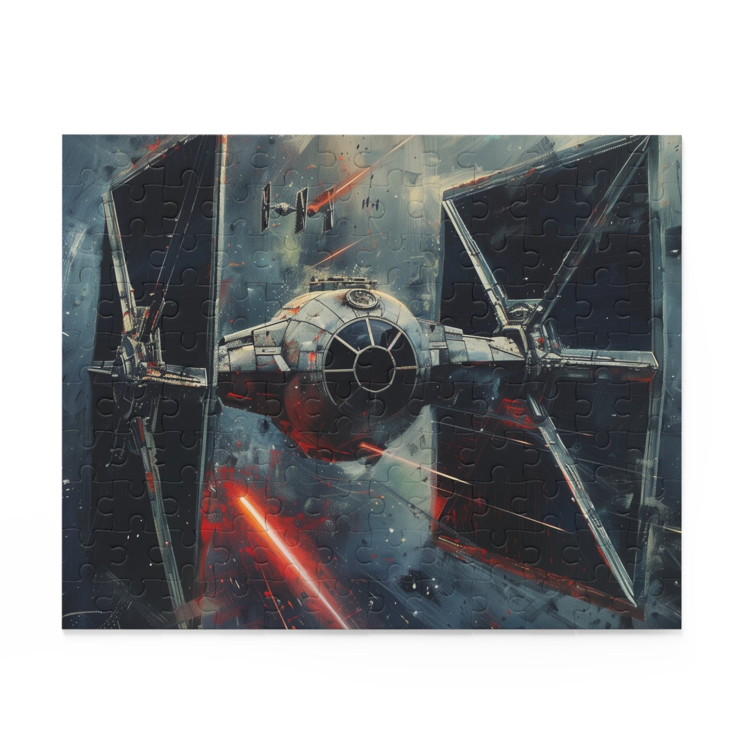 "Star Wars Tie Fighter Puzzle - Iconic ship assembled piece by piece, perfect for fans of space opera franchise"