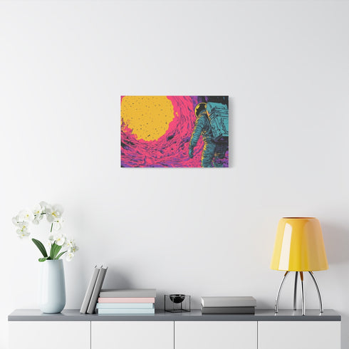 Retro 1970s Sci-Fi Comic Book Art — Stretched Canvas Wall Art — Living Room Wall Lifestyle View
