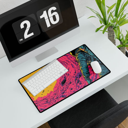 Retro 1970s Sci-Fi Comic Book Art — XXL Gaming Desk Mat — Gaming & Workspace Desk Setup View
