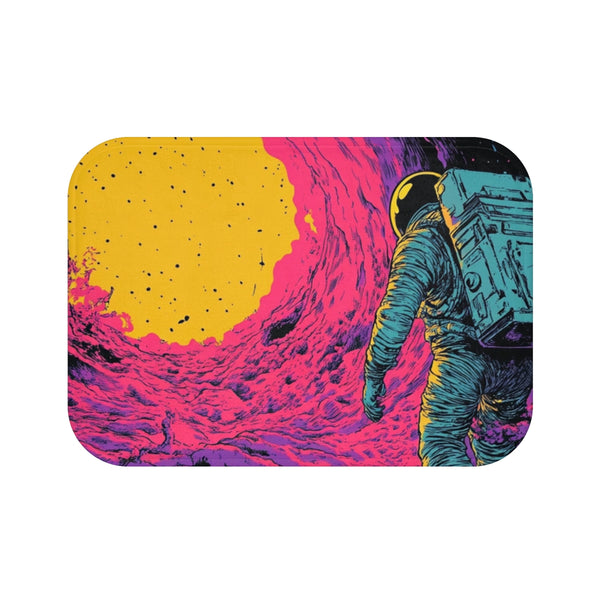 1970s Sci Fi Comic Book Luxury Memory Foam Bath Mat - Top View